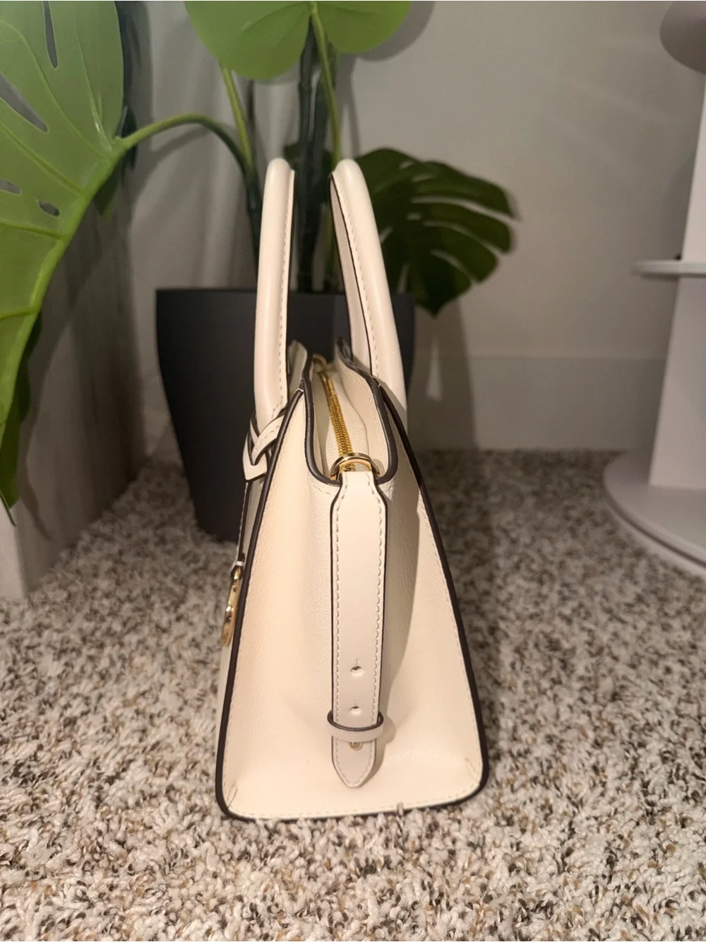 Michael Kors Cream Saffiano Satchel with Gold Charm